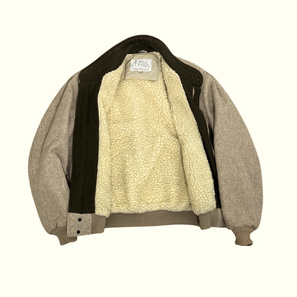 Vtg Town & Country by Gordon & Ferguson Wool Blend w/ Sherpa BomberJacket Mens M - Picture 11 of 13